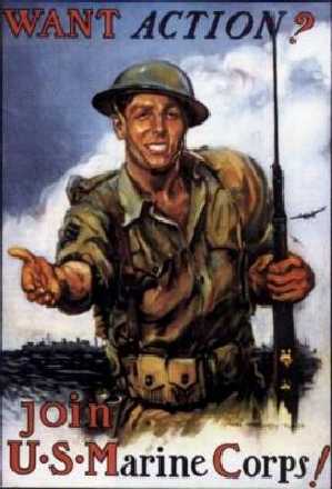 Want action - Join the USMC WW2 Poster