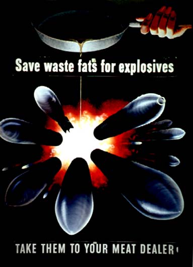 Save waste fats for explosives WW2 Poster