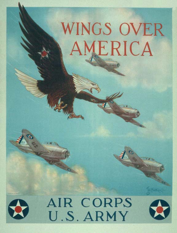 US Army Air Corps - Wings over America -green- WW2 Poster